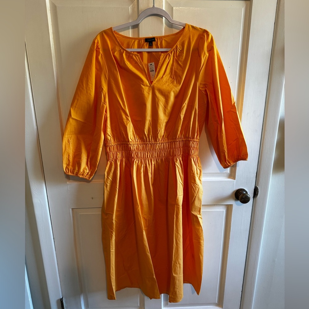 Talbots SMOCKED POPLIN MIDI DRESS